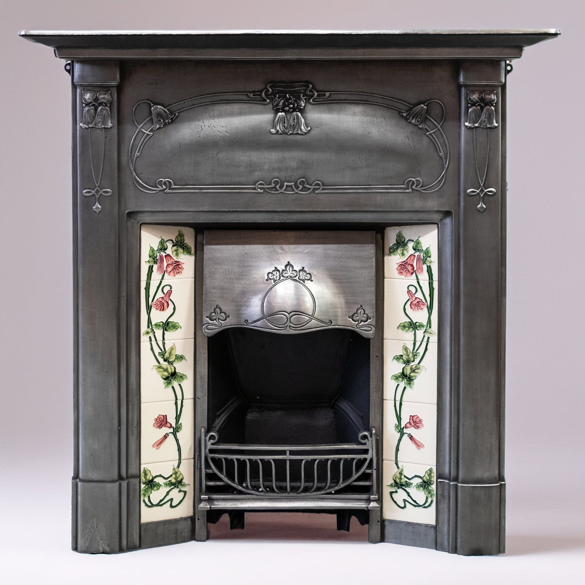 Antique Polished Art Nouveau Combination Fireplace With Tiles | The Architectural Forum