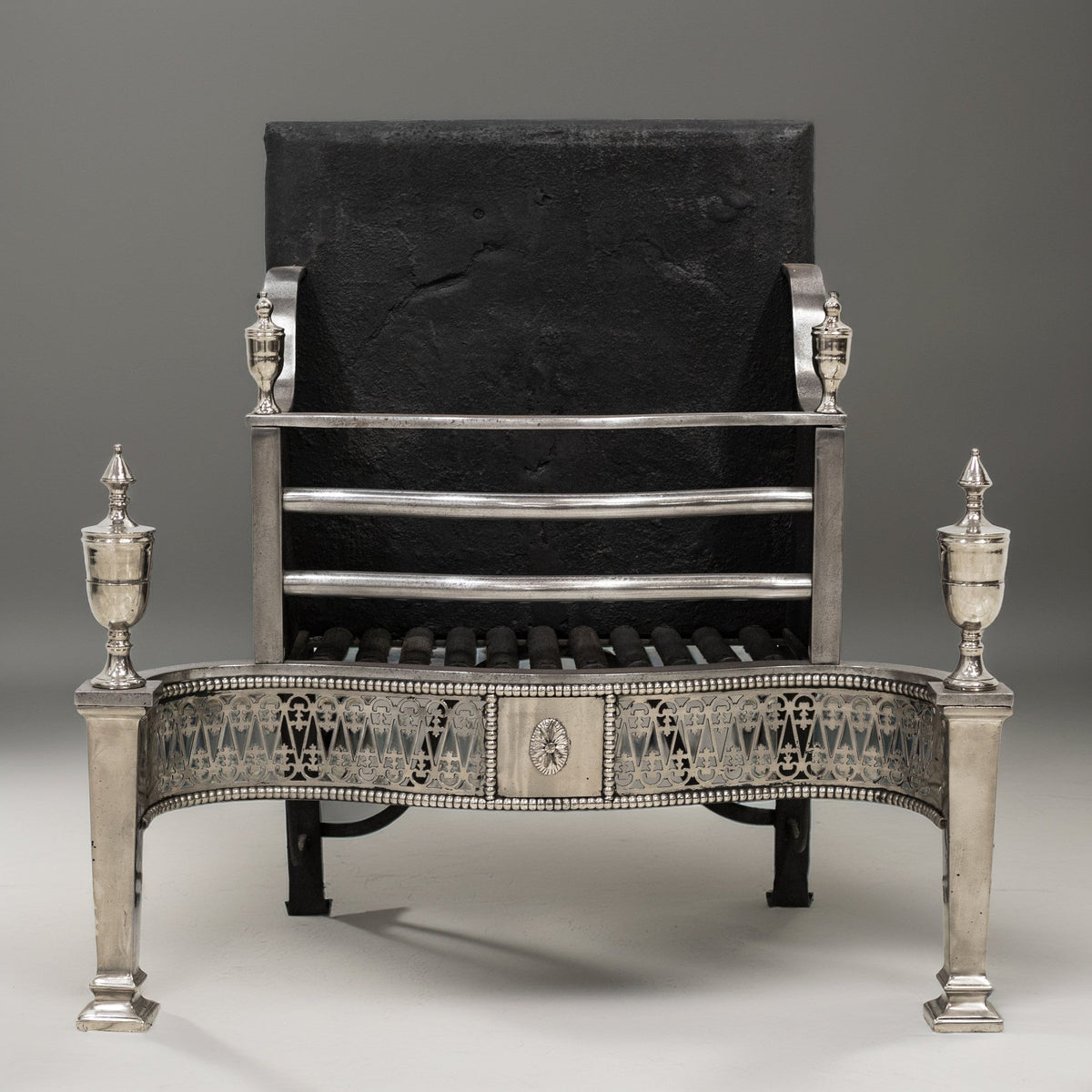 Reclaimed Georgian Style Polished Steel Fire Basket | The Architectural Forum