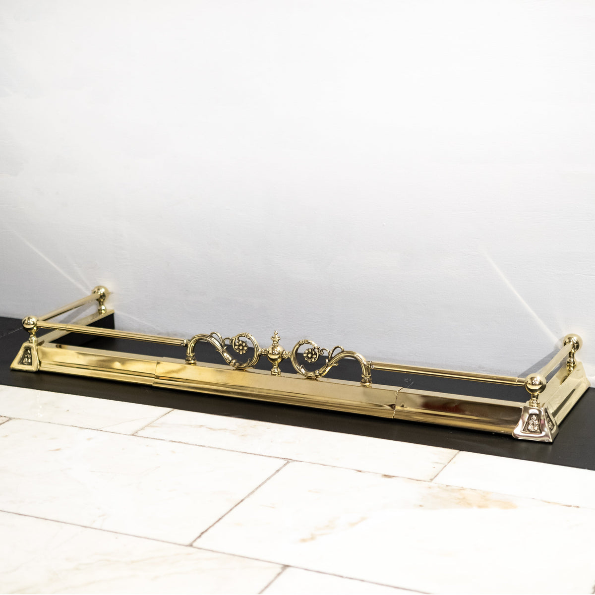 Antique Adjustable Brass Fireplace Fender | The Architectural Forum