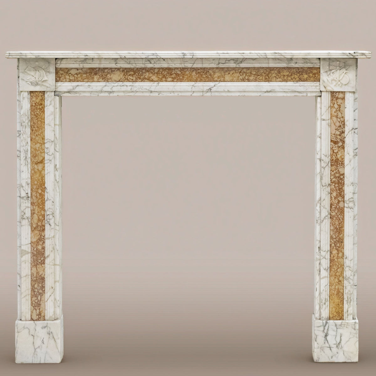 Regency Carrara Marble Fireplace Surround with Brocatelle Inlay | The Architectural Forum