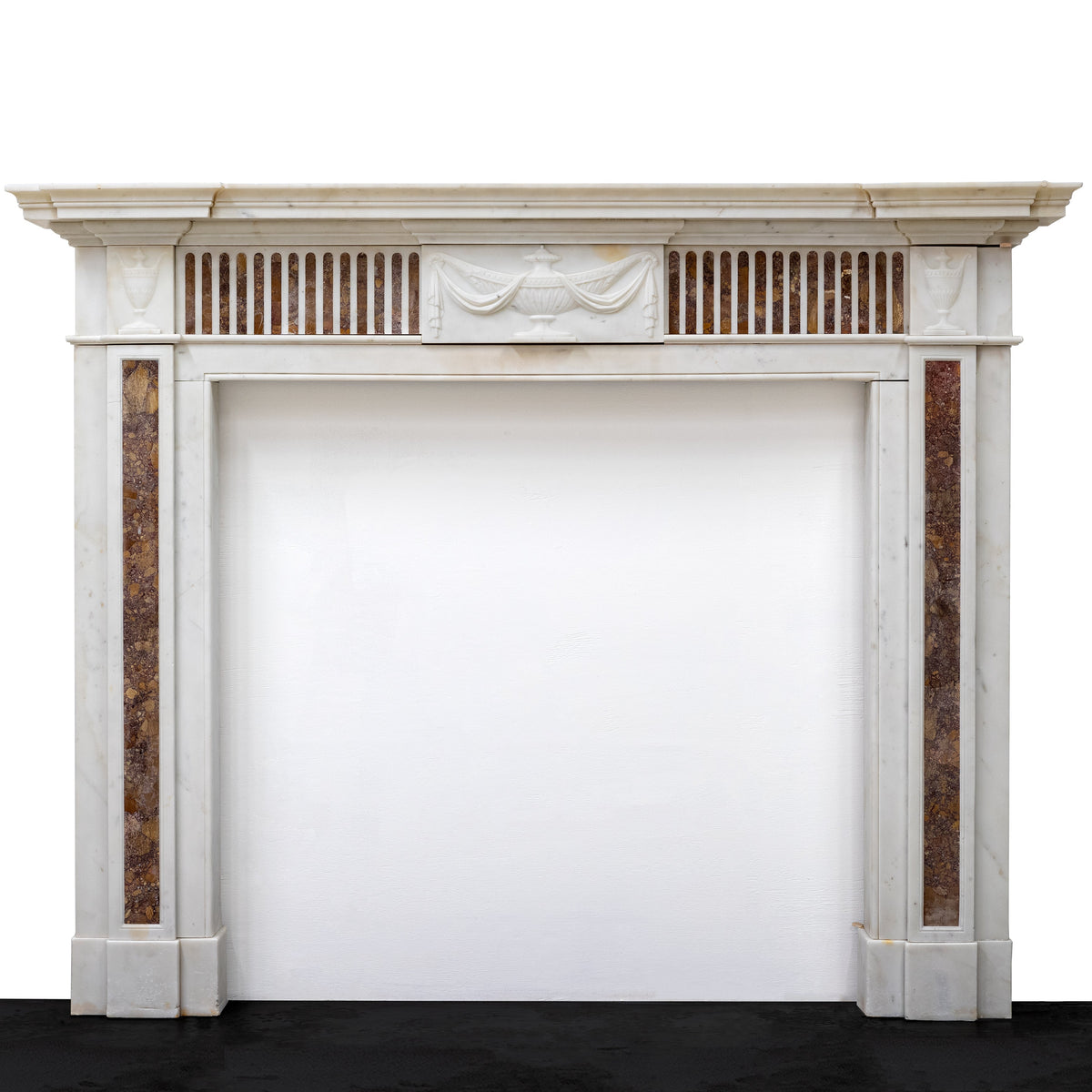 Marble Antique Late Georgian Statuary and Spanish Brocatello Inlay Chimneypiece c.1790 | The Architectural Forum