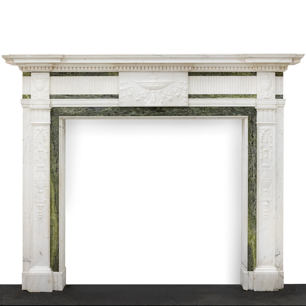 Antique Georgian Chimneypiece with Statuary &amp; Connemara &quot;Irish Green&quot; Marble | The Architectural Forum