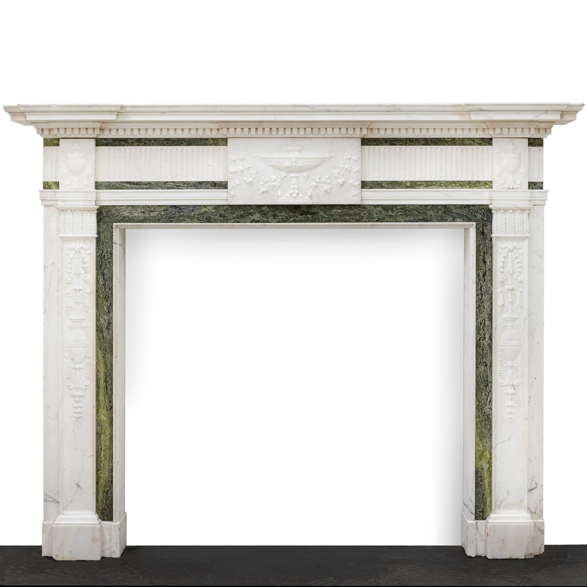 Antique Georgian Chimneypiece with Statuary &amp; Connemara "Irish Green" Marble | The Architectural Forum