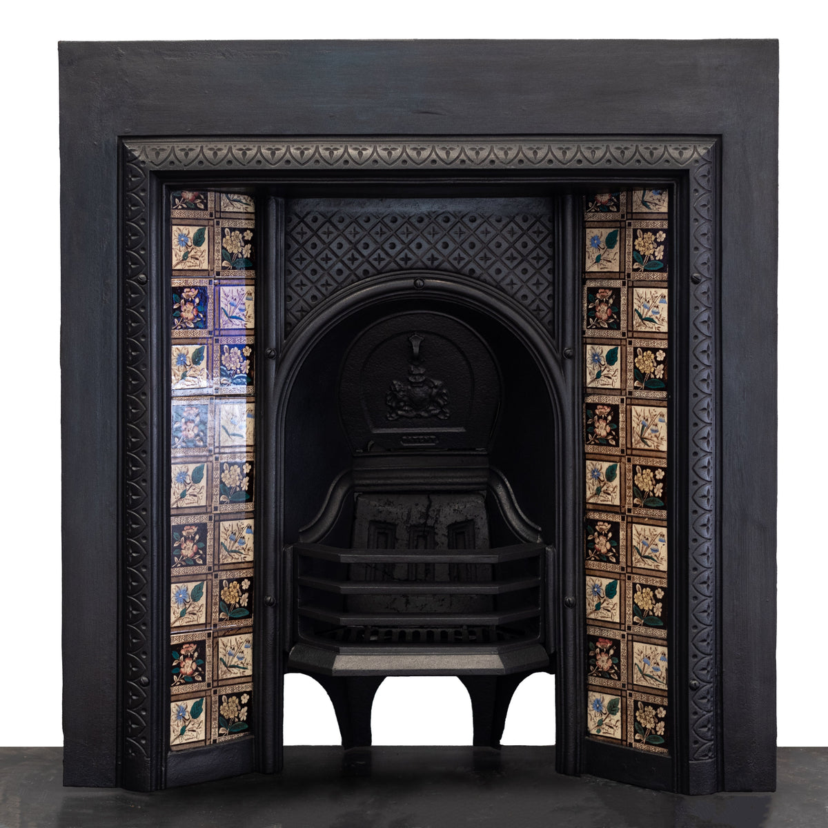 Antique Cast Iron Fireplace Insert with Original Tiles | The Architectural Forum