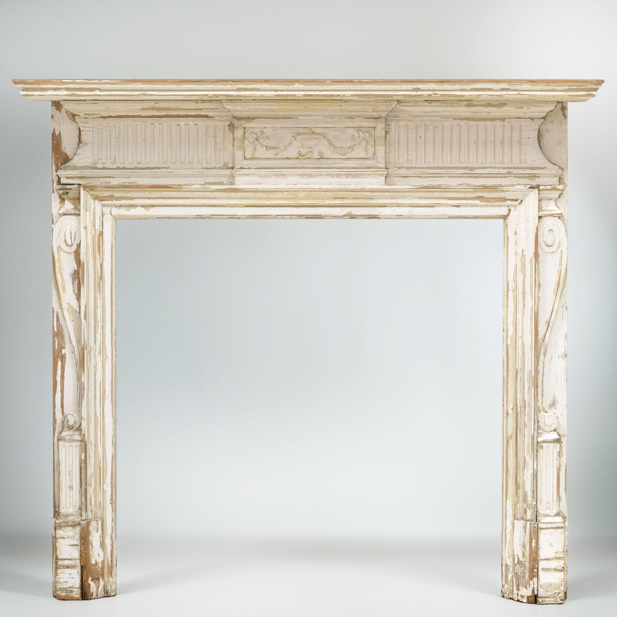 Large Antique Wooden Fireplace Surround