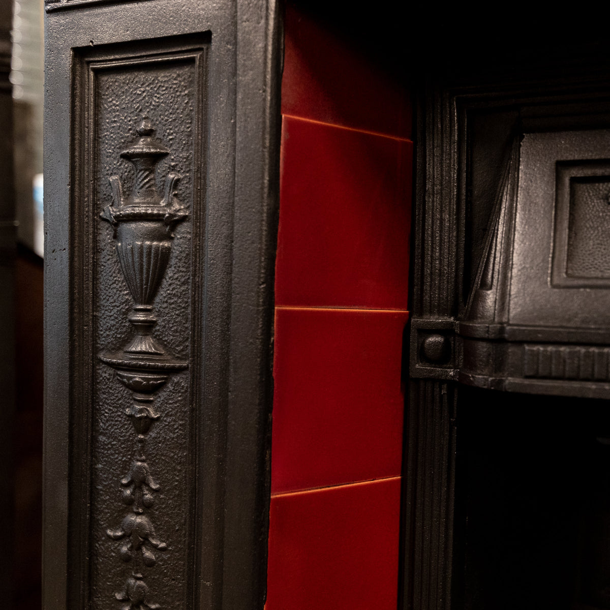 Antique Edwardian Cast Iron Combination Fireplace with Red Tiles | The Architectural Forum
