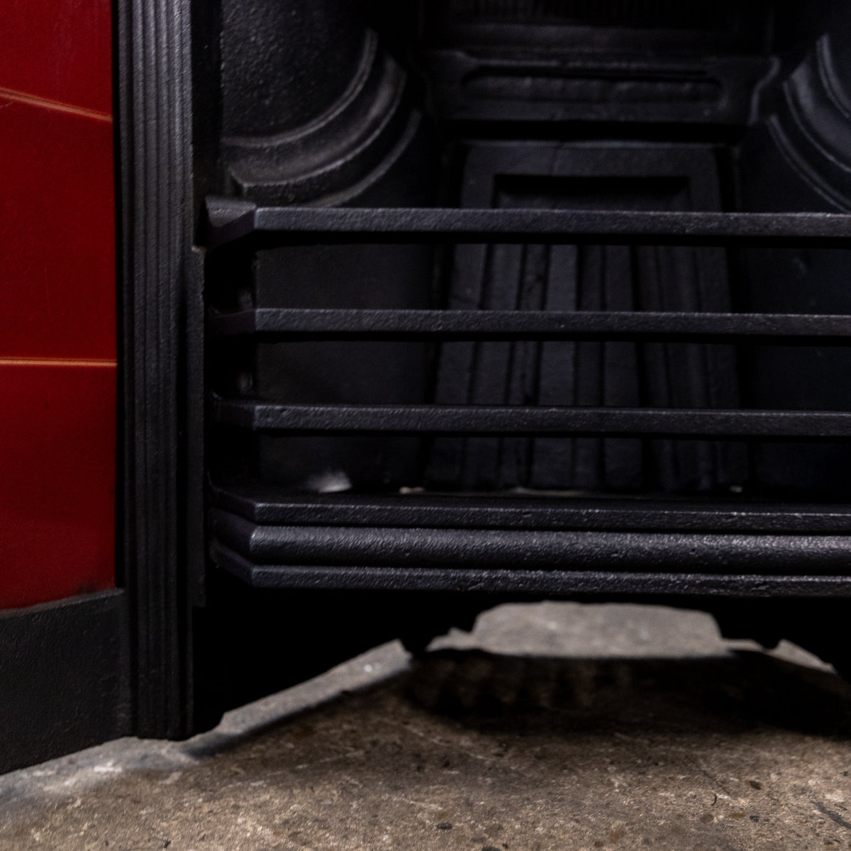 Antique Edwardian Cast Iron Combination Fireplace with Red Tiles | The Architectural Forum