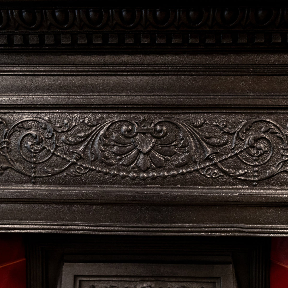 Antique Edwardian Cast Iron Combination Fireplace with Red Tiles | The Architectural Forum