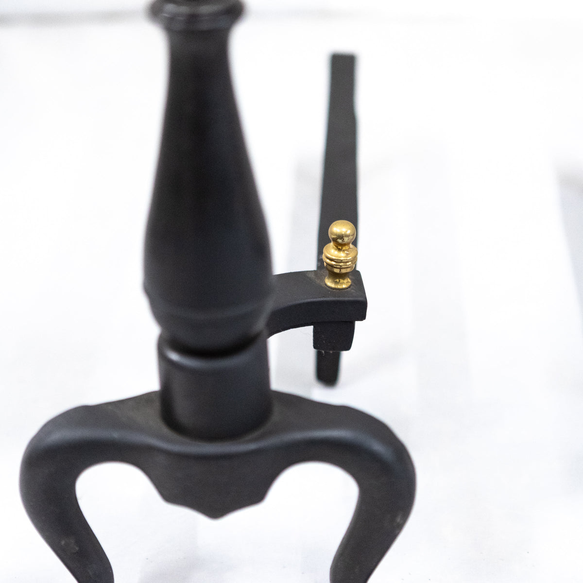 Antique Cast Iron Andirons | Brass Finial Firedogs | The Architectural Forum