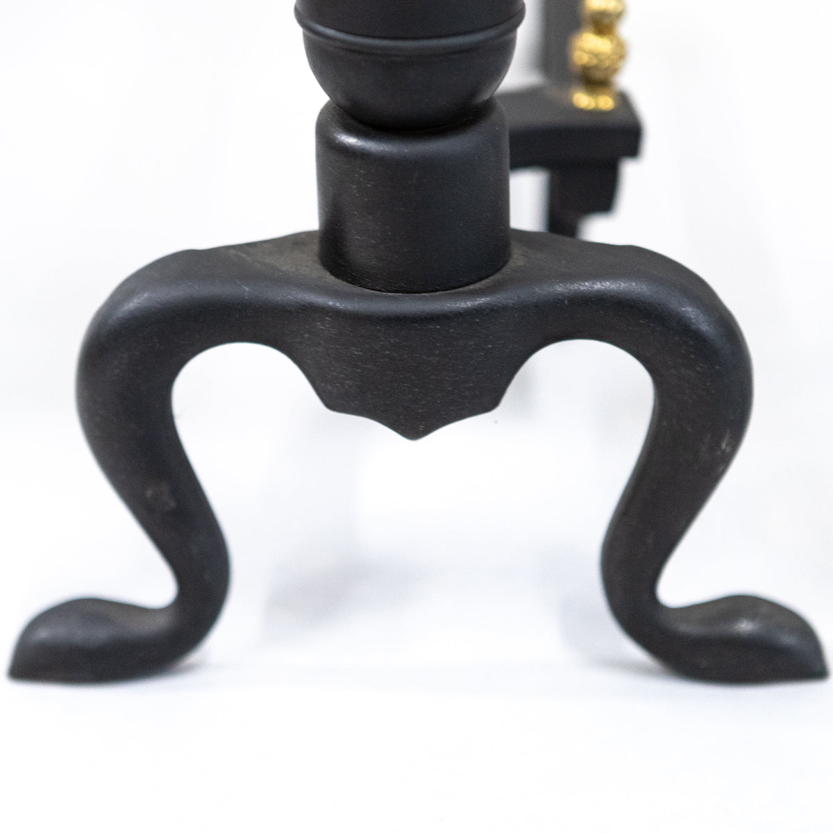 Antique Cast Iron Andirons | Brass Finial Firedogs | The Architectural Forum