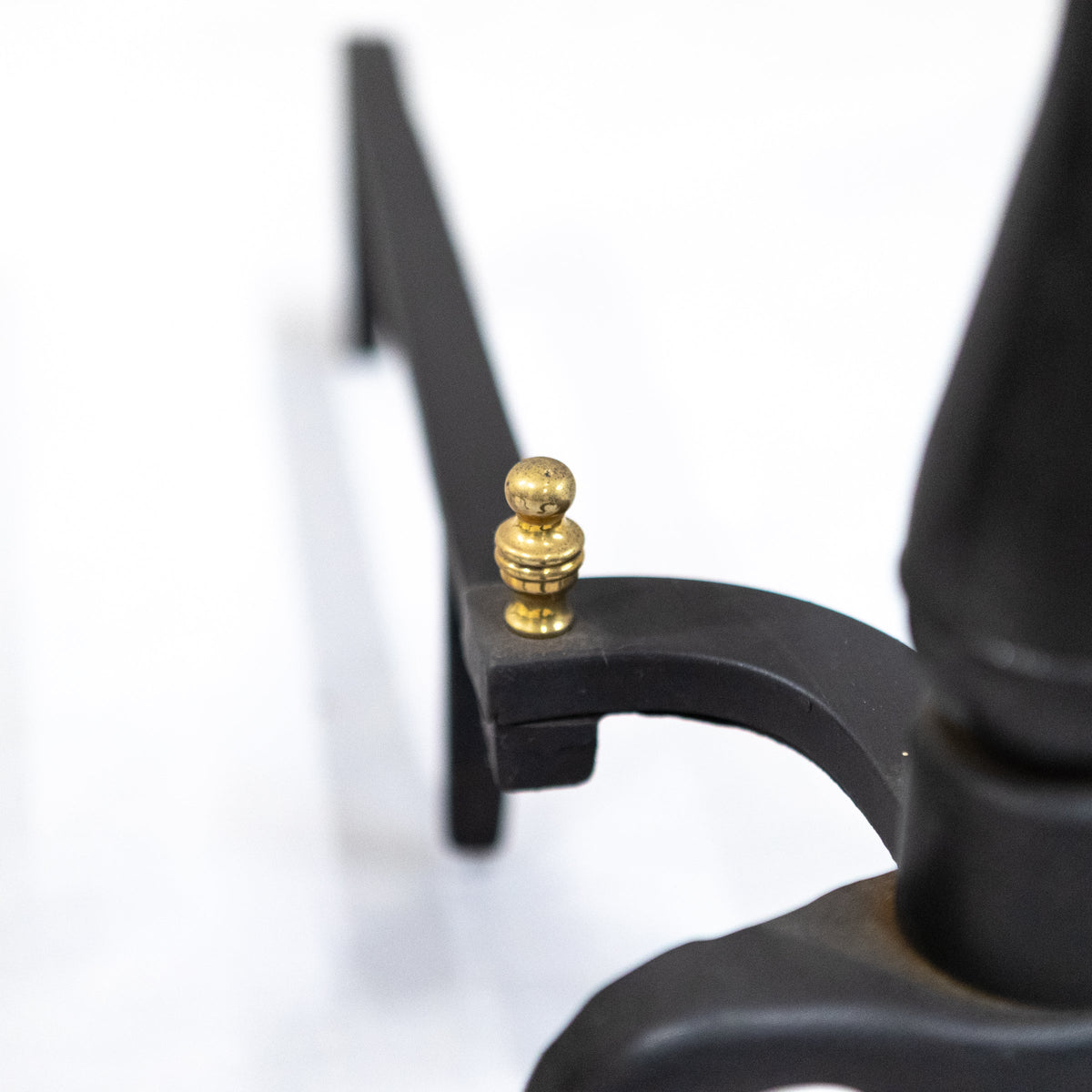 Antique Cast Iron Andirons | Brass Finial Firedogs | The Architectural Forum