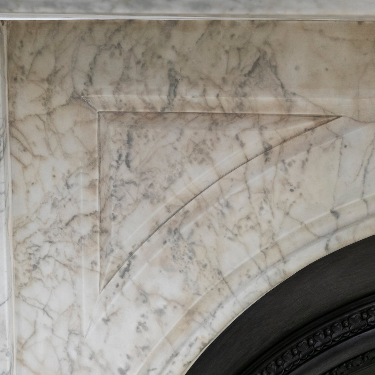 Large Antique Victorian Carrara Marble Arched Chimneypiece