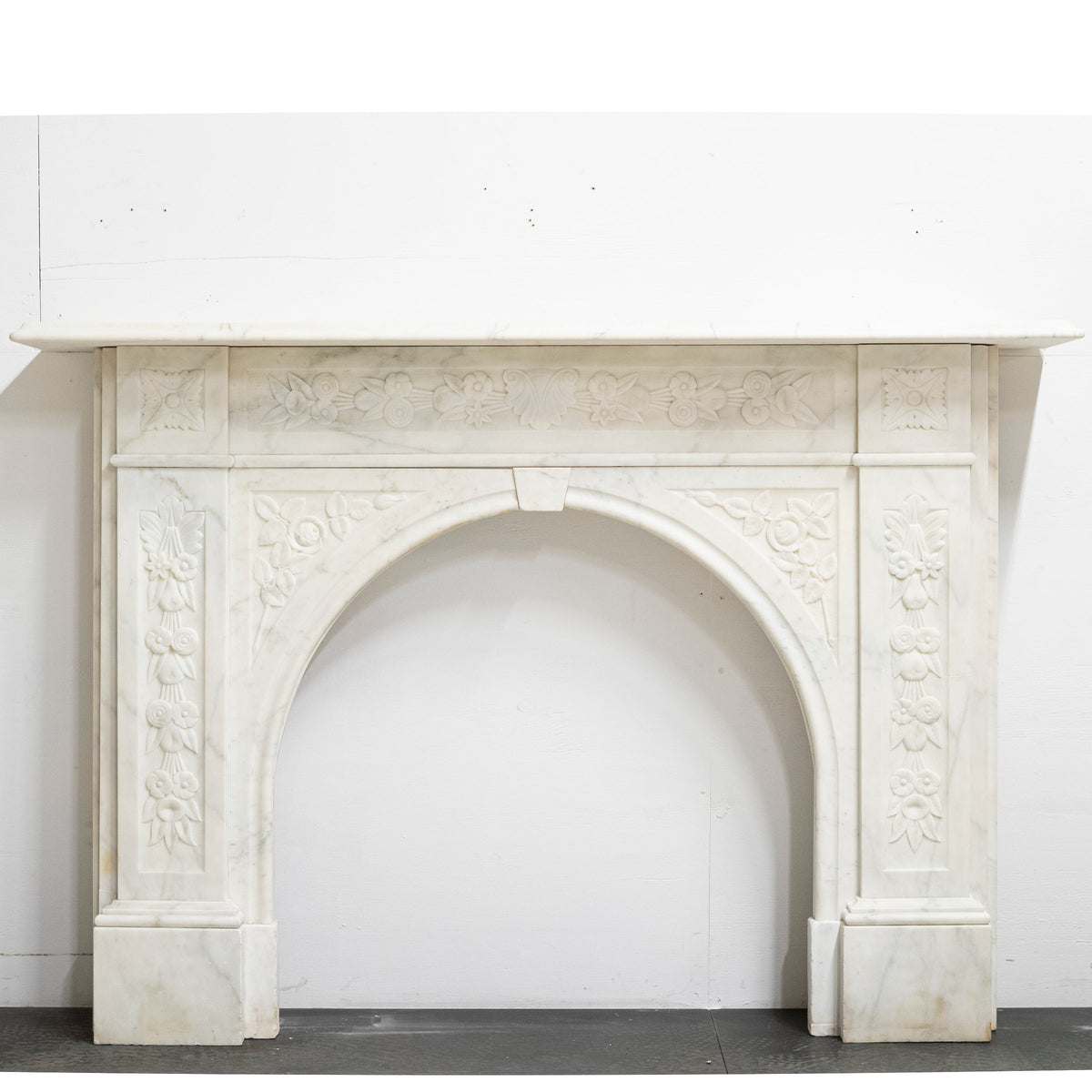 Antique Victorian Carved Statuary Marble Arched Chimneypiece | The Architectural Forum