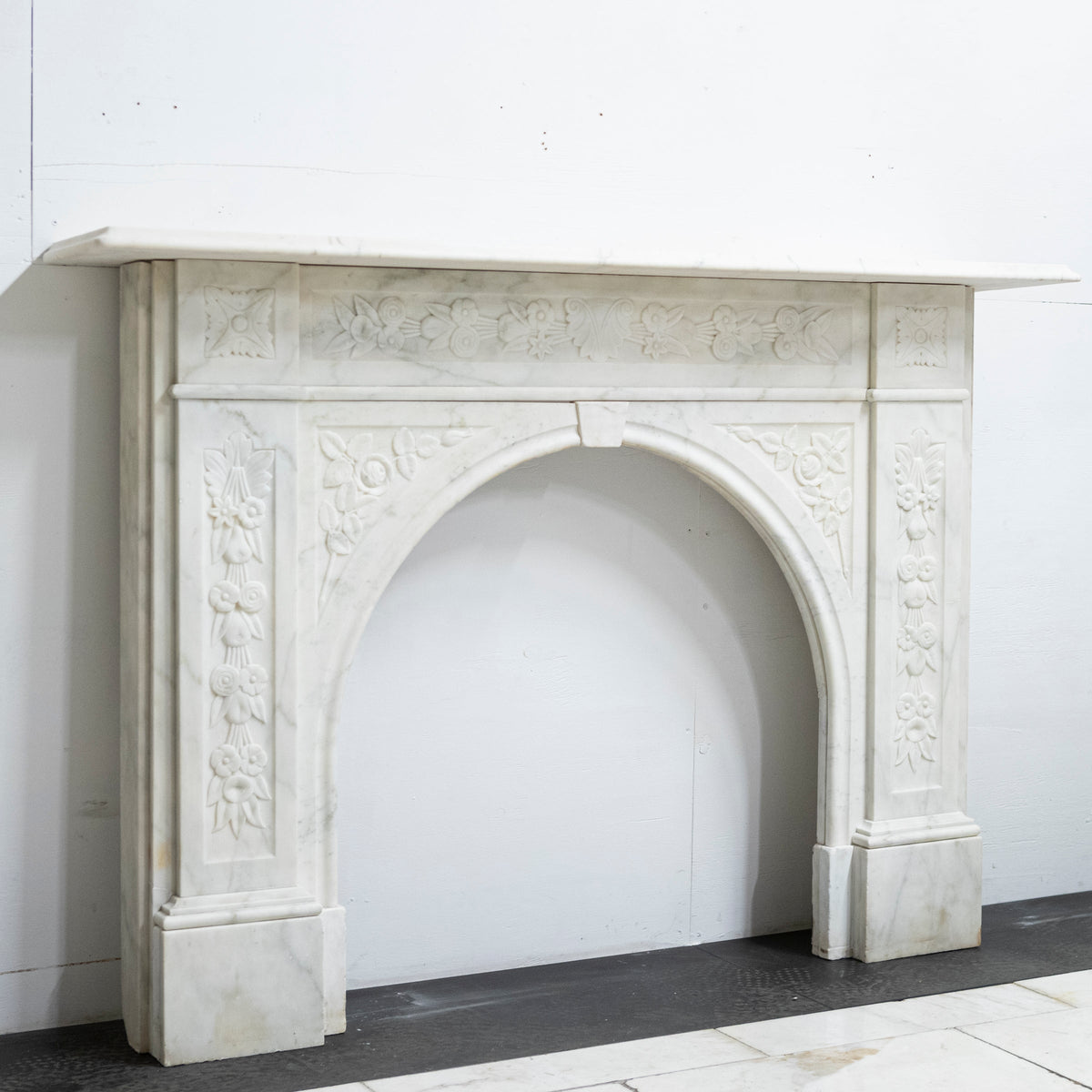 Antique Victorian Carved Statuary Marble Arched Chimneypiece | The Architectural Forum