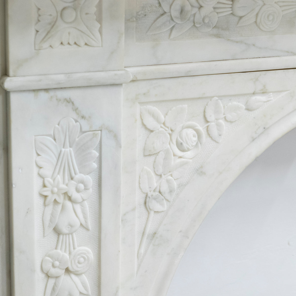 Antique Victorian Carved Statuary Marble Arched Chimneypiece | The Architectural Forum