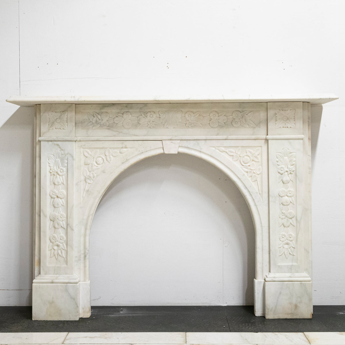 Antique Victorian Carved Statuary Marble Arched Chimneypiece | The Architectural Forum