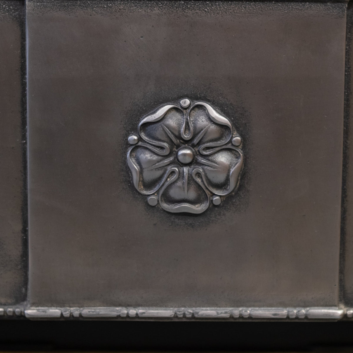 Antique Polished Cast Iron Art Nouveau Combination Fireplace With Tiles and Brass Hood | The Architectural Forum