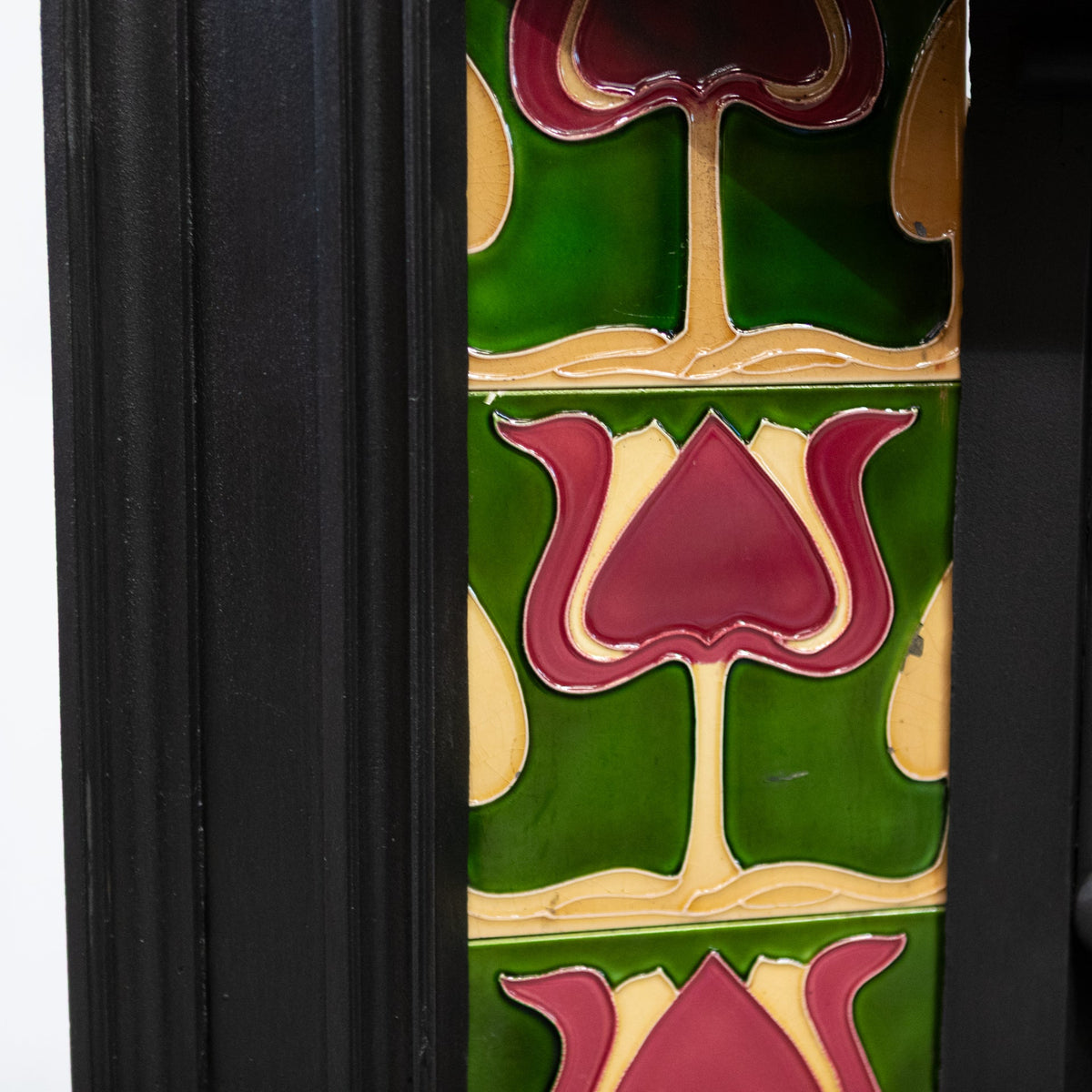 Antique Art Nouveau Combination Fireplace with Vibrant Tiles