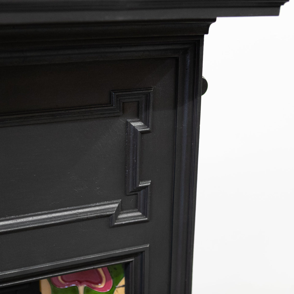 Antique Art Nouveau Combination Fireplace with Vibrant Tiles