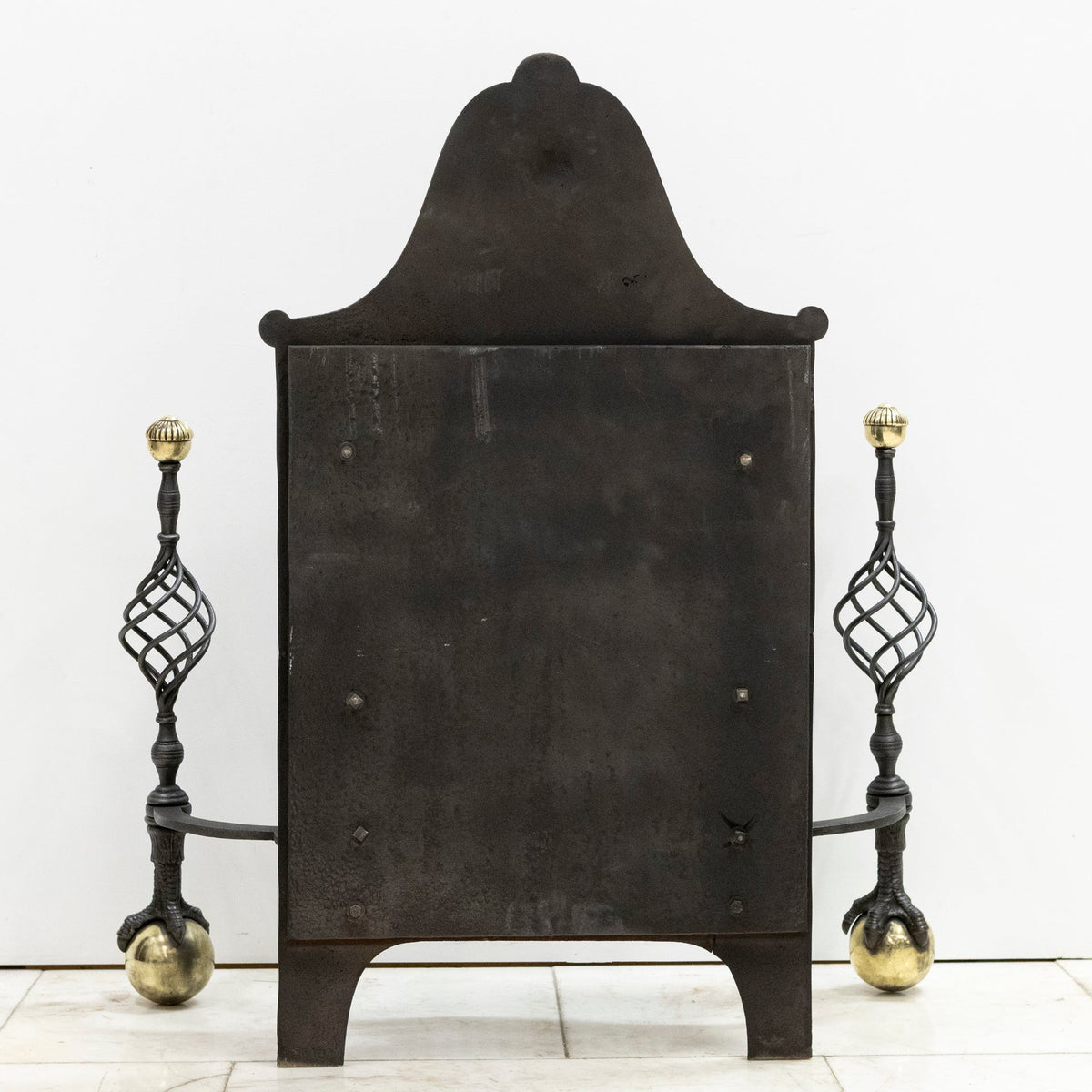 Large Antique Arts &amp; Crafts Fire Basket with Finials | The Architectural Forum