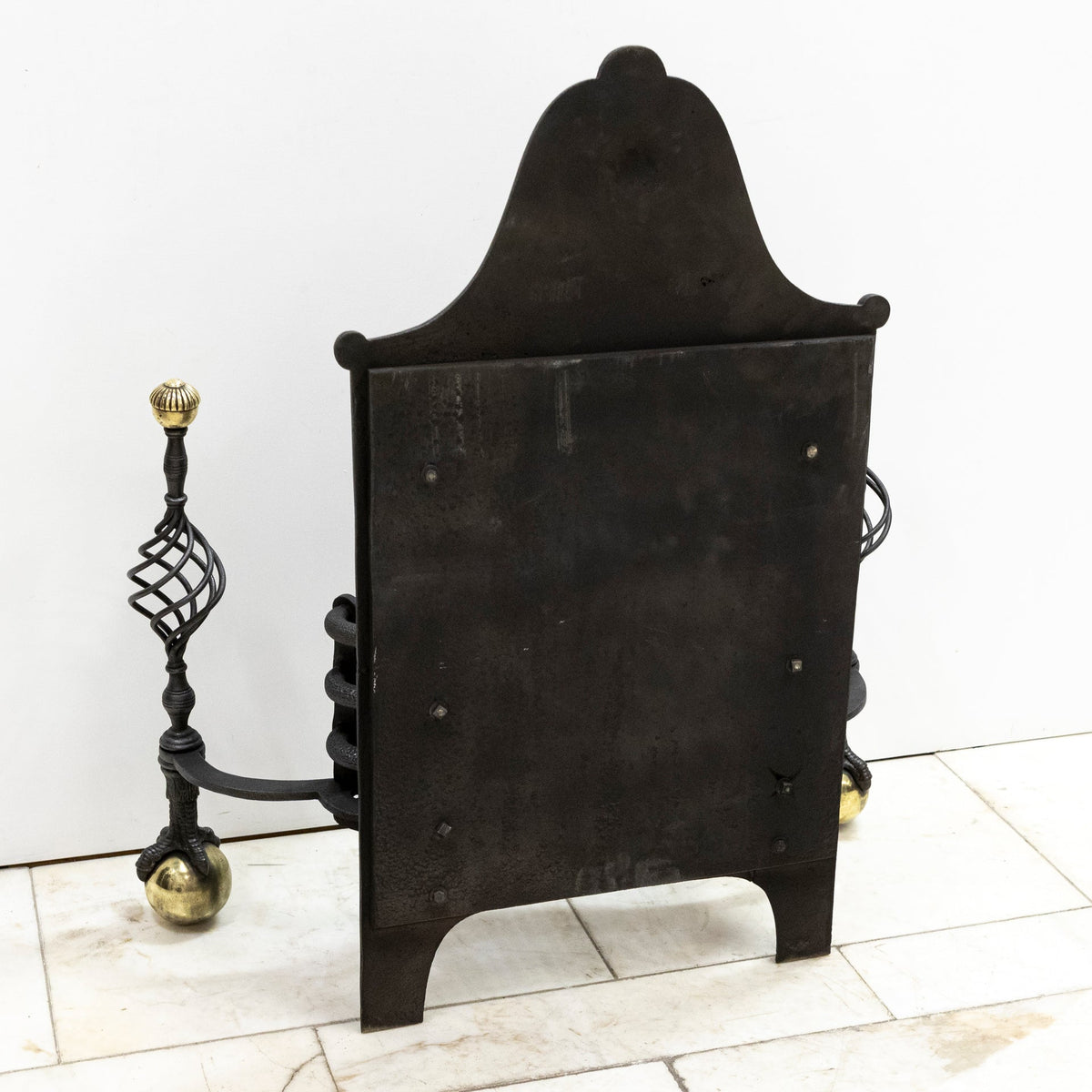 Large Antique Arts &amp; Crafts Fire Basket with Finials | The Architectural Forum