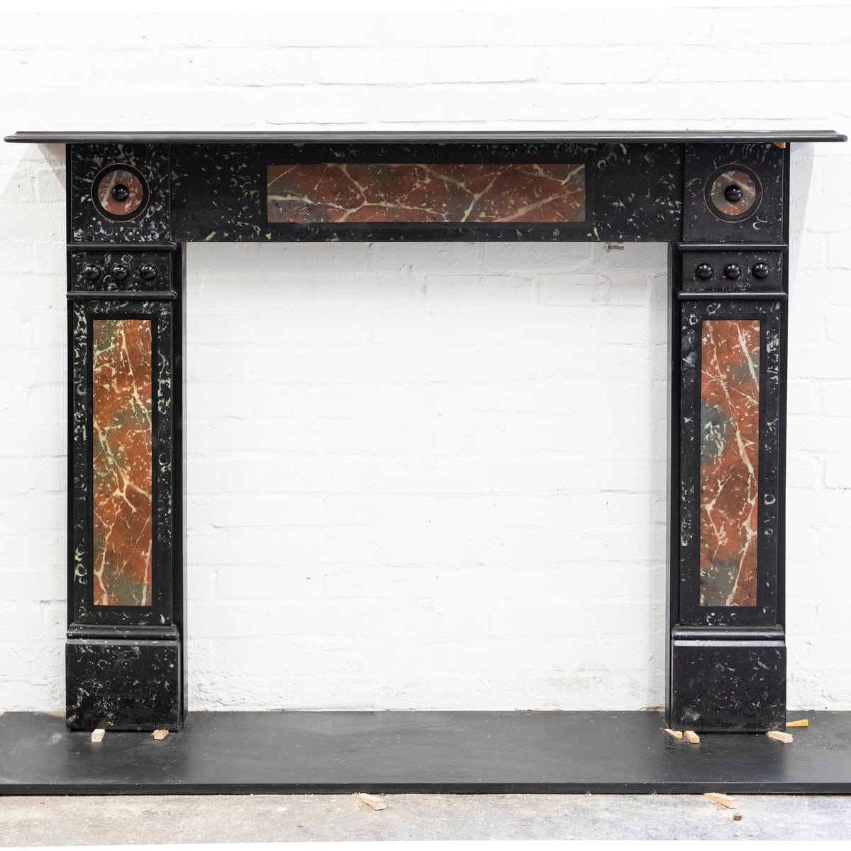 Antique Victorian "Marbelised" Slate Fireplace Surround With Roundels | The Architectural Forum