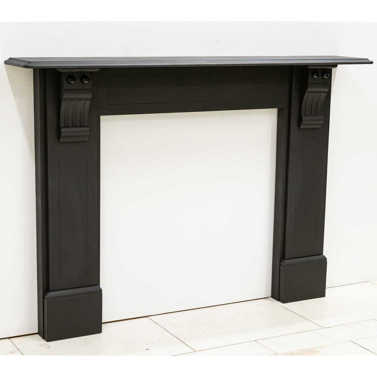 Antique Black Slate Fireplace Surround With Corbels