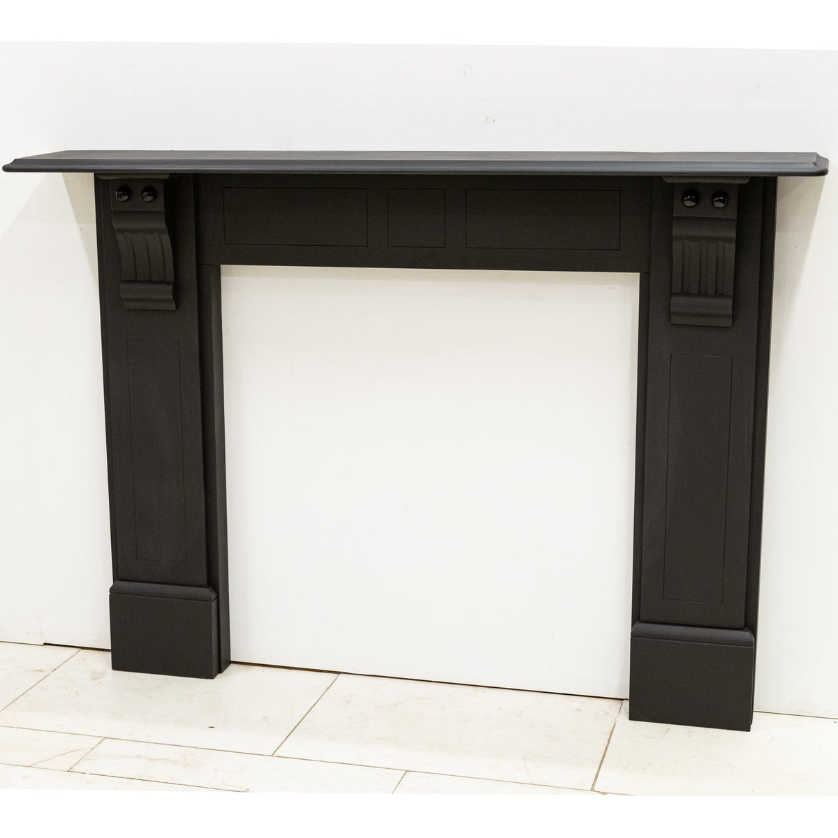 Antique Black Slate Fireplace Surround With Corbels
