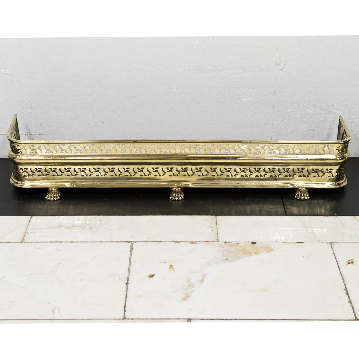 Early 19th Century Antique Brass Fireplace Fender with Lion's Paw Feet | The Architectural Forum
