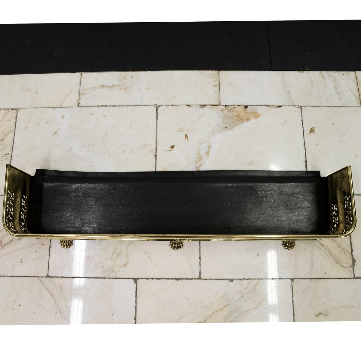 Early 19th Century Antique Brass Fireplace Fender with Lion's Paw Feet | The Architectural Forum
