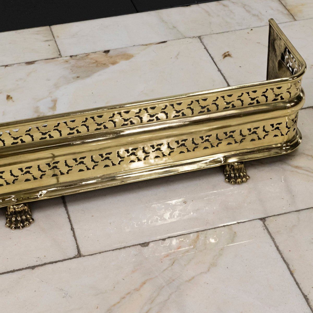 Early 19th Century Antique Brass Fireplace Fender with Lion's Paw Feet | The Architectural Forum