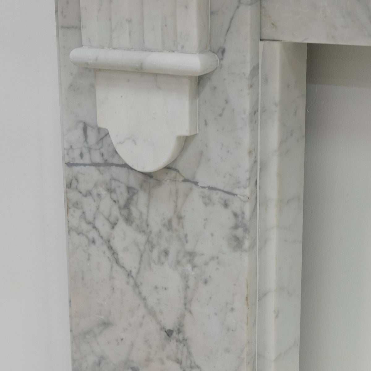 Antique Victorian Carrara Marble Fireplace Surround with Corbels