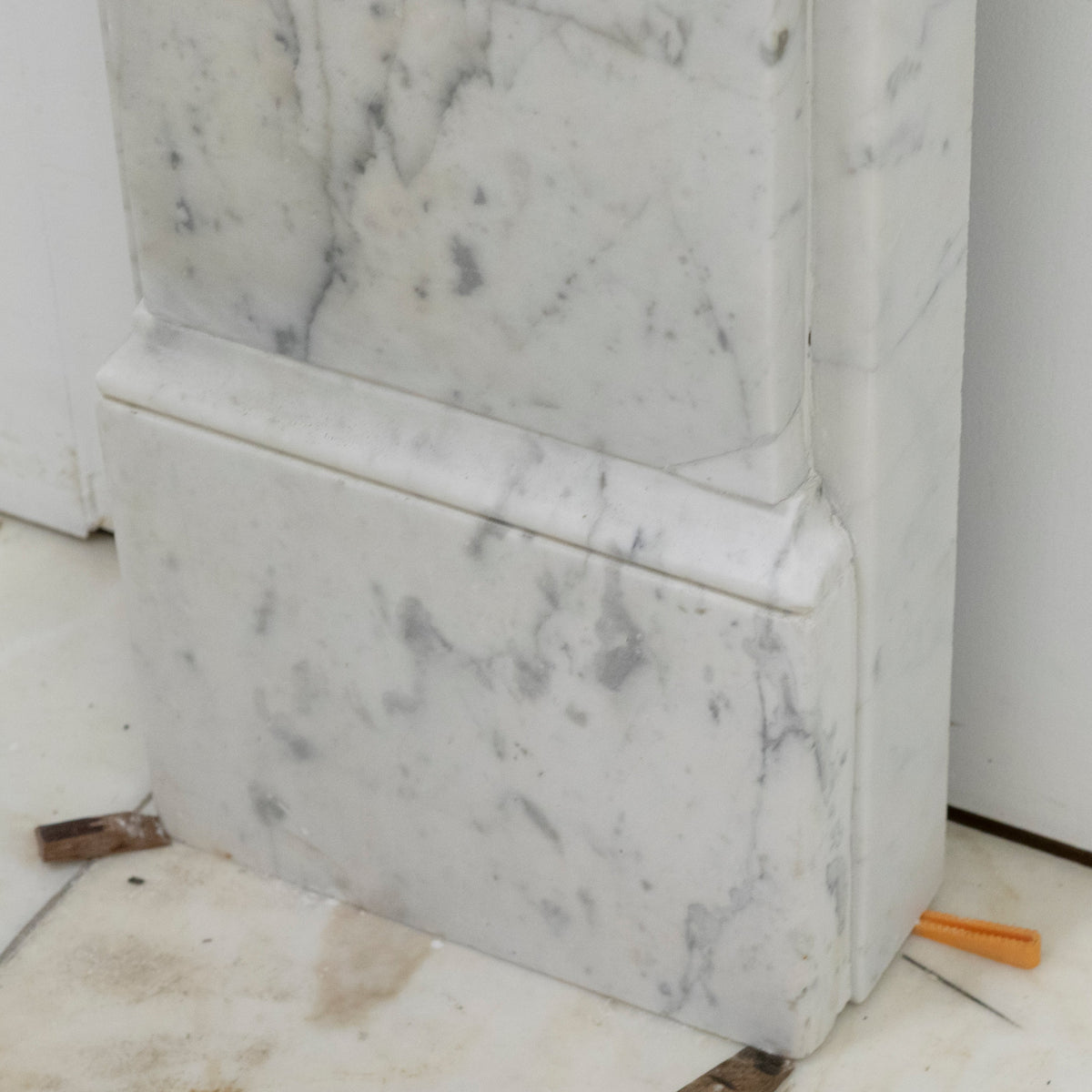 Antique Victorian Carrara Marble Fireplace Surround with Corbels