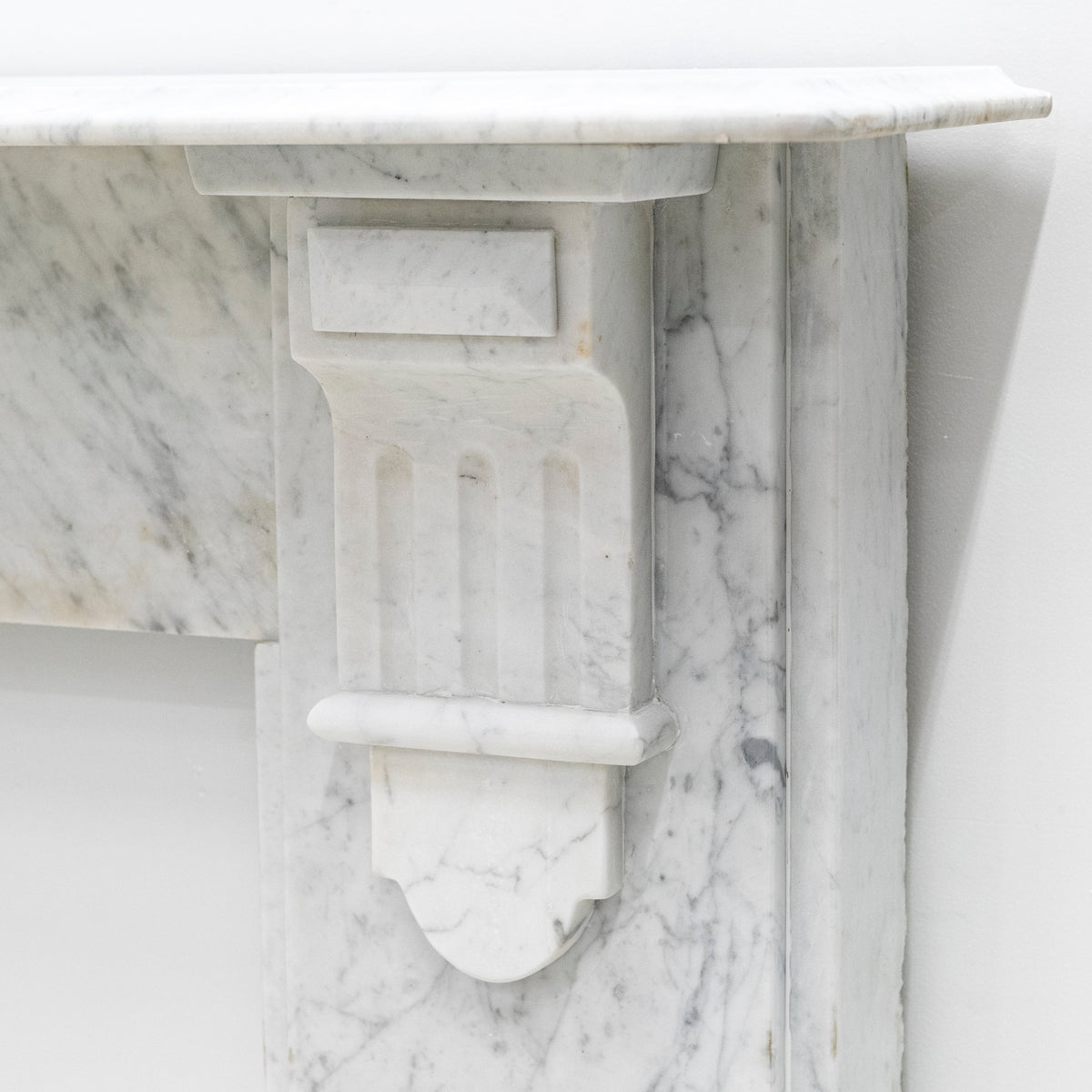 Antique Victorian Carrara Marble Fireplace Surround with Corbels