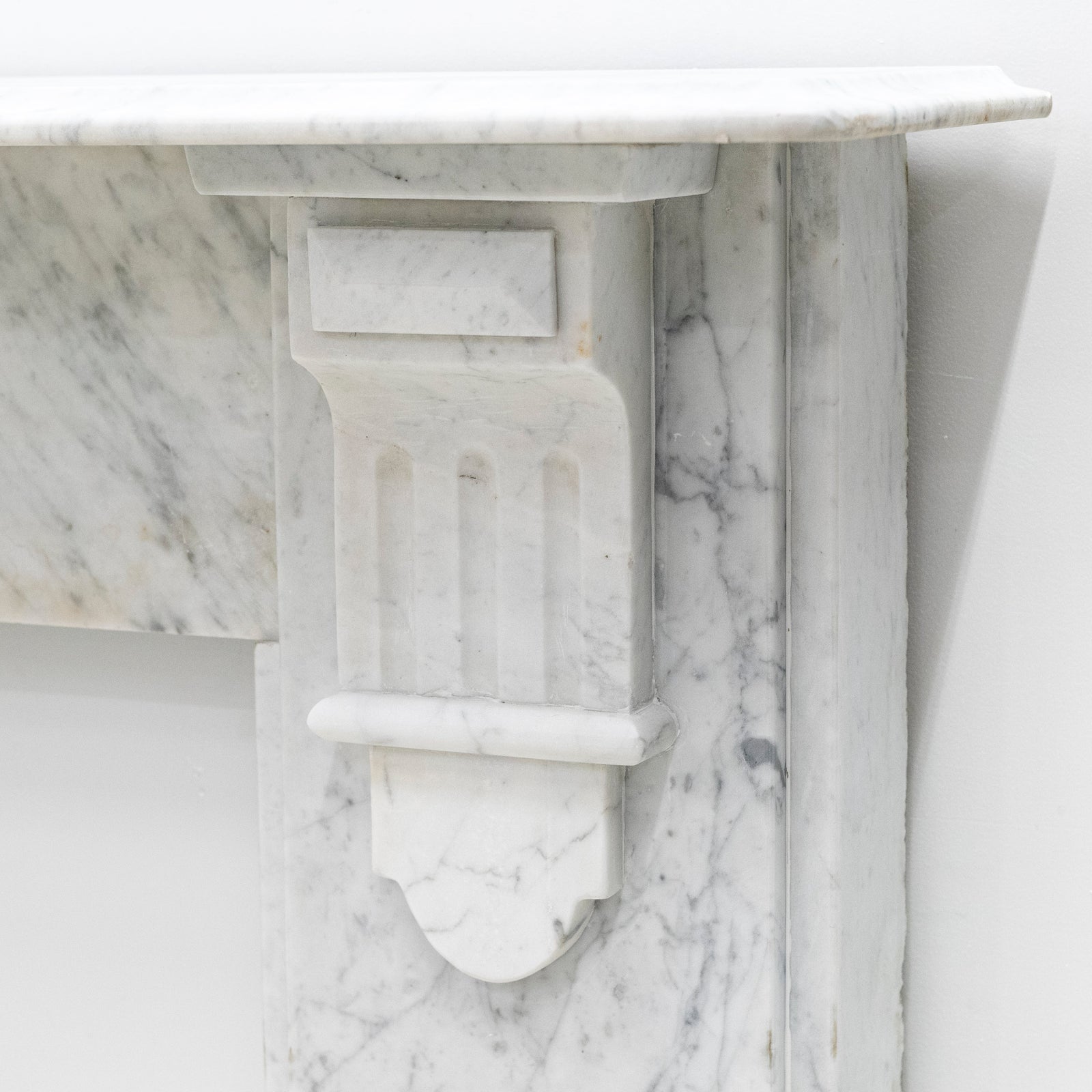 Antique Victorian Carrara Marble Fireplace Surround with Corbels