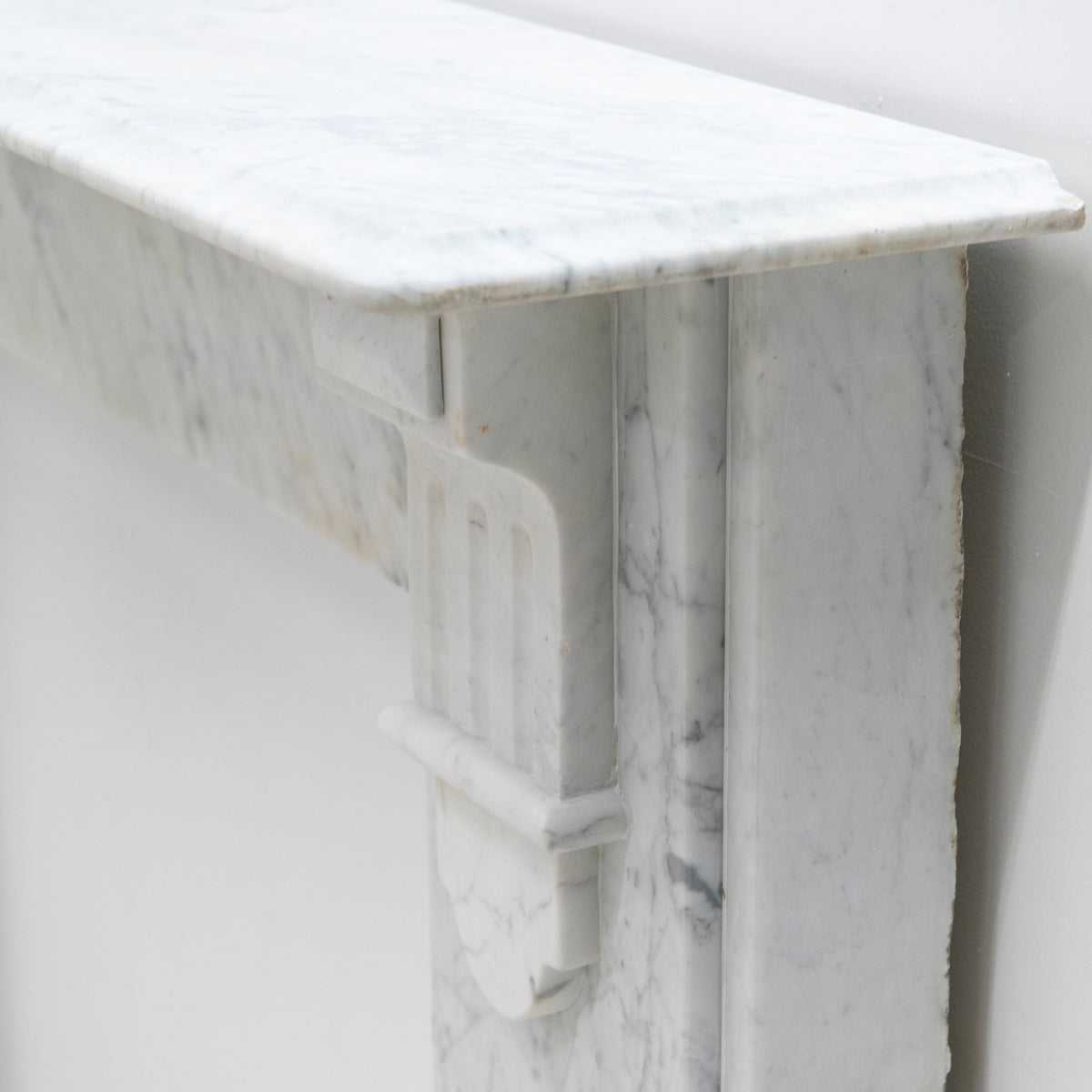 Antique Victorian Carrara Marble Fireplace Surround with Corbels