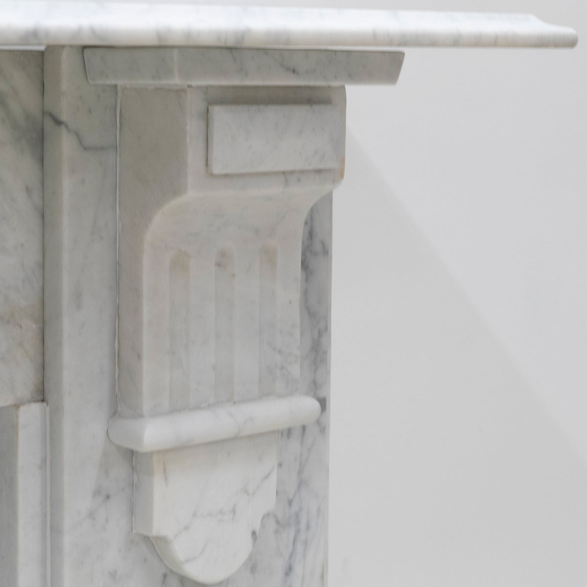 Antique Victorian Carrara Marble Fireplace Surround with Corbels