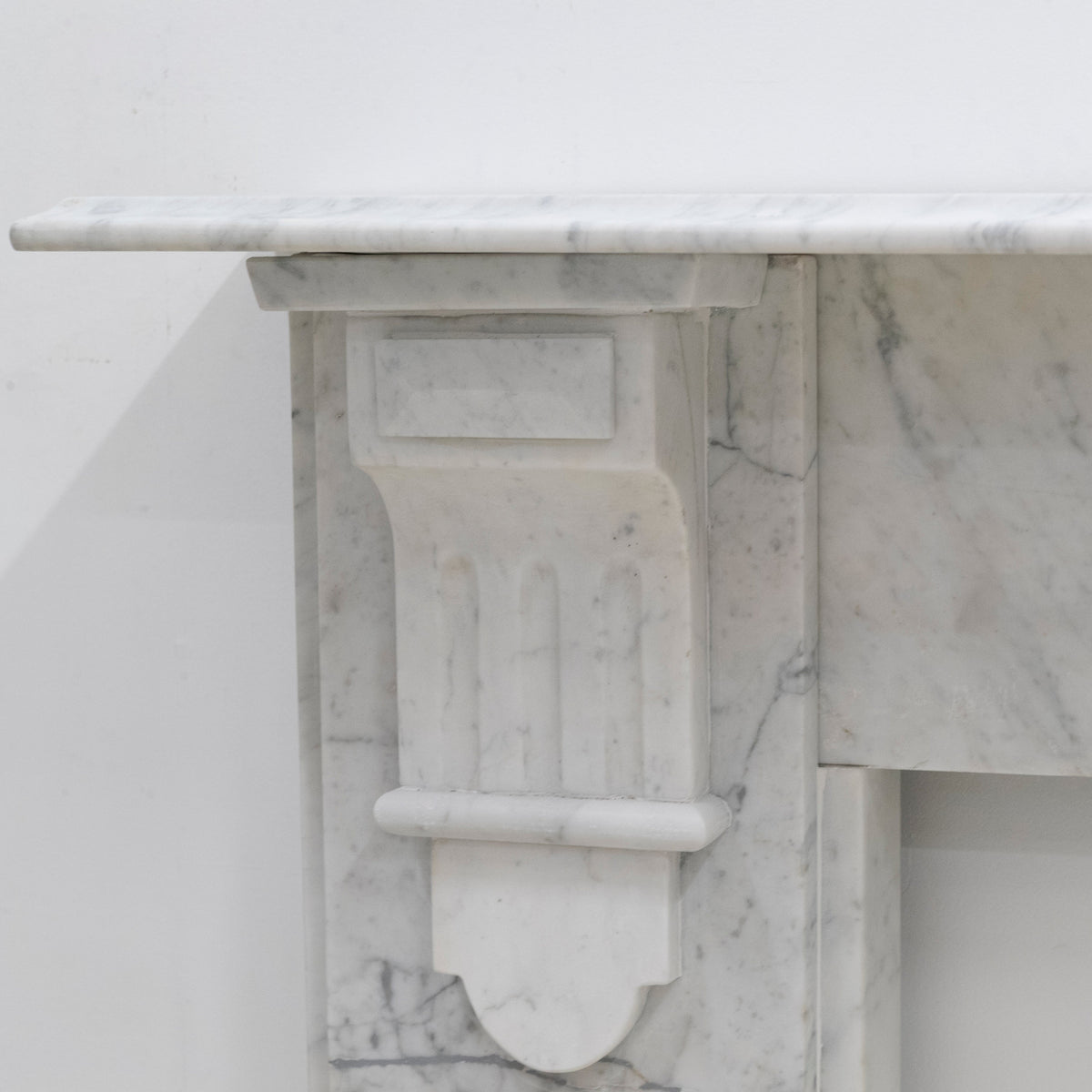 Antique Victorian Carrara Marble Fireplace Surround with Corbels