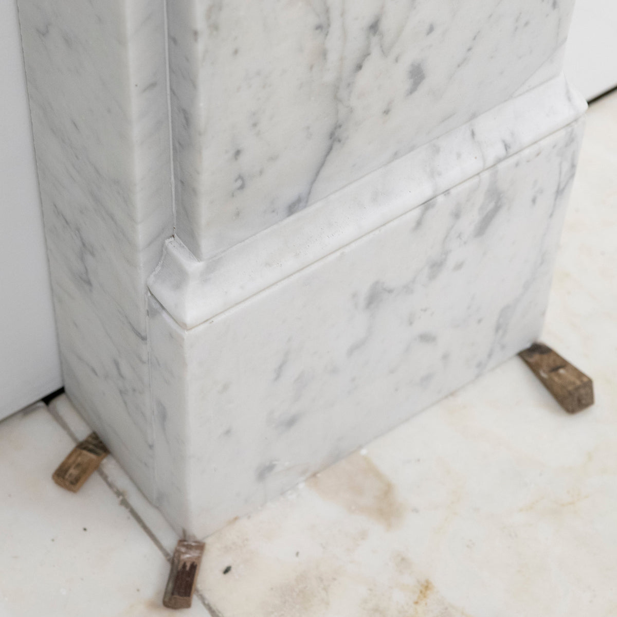 Antique Victorian Carrara Marble Fireplace Surround with Corbels