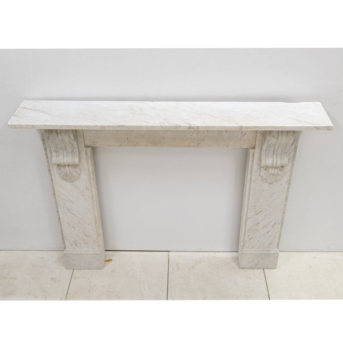 Antique Victorian Carrara Marble Fireplace Surround with Corbels