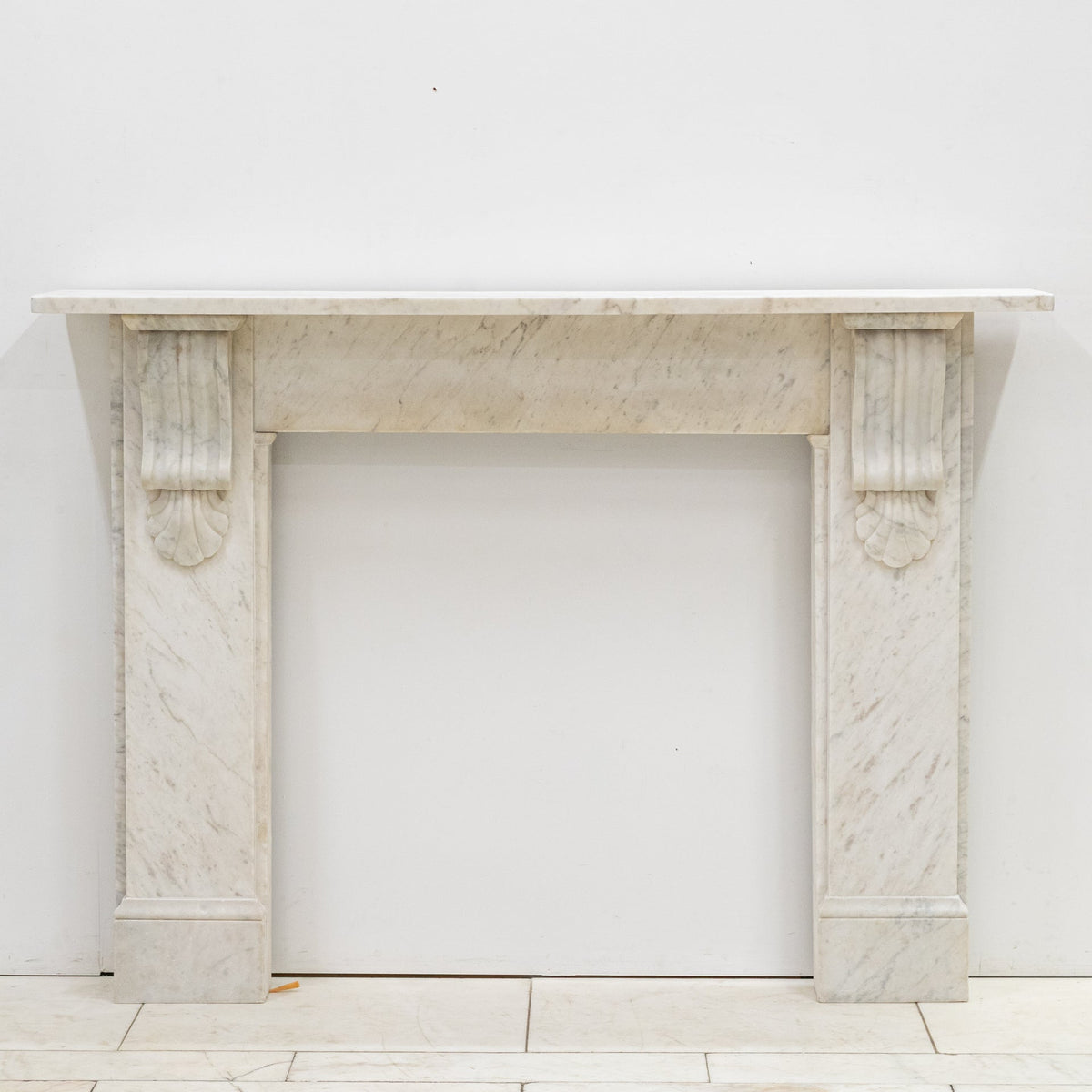 Antique Victorian Carrara Marble Fireplace Surround with Corbels