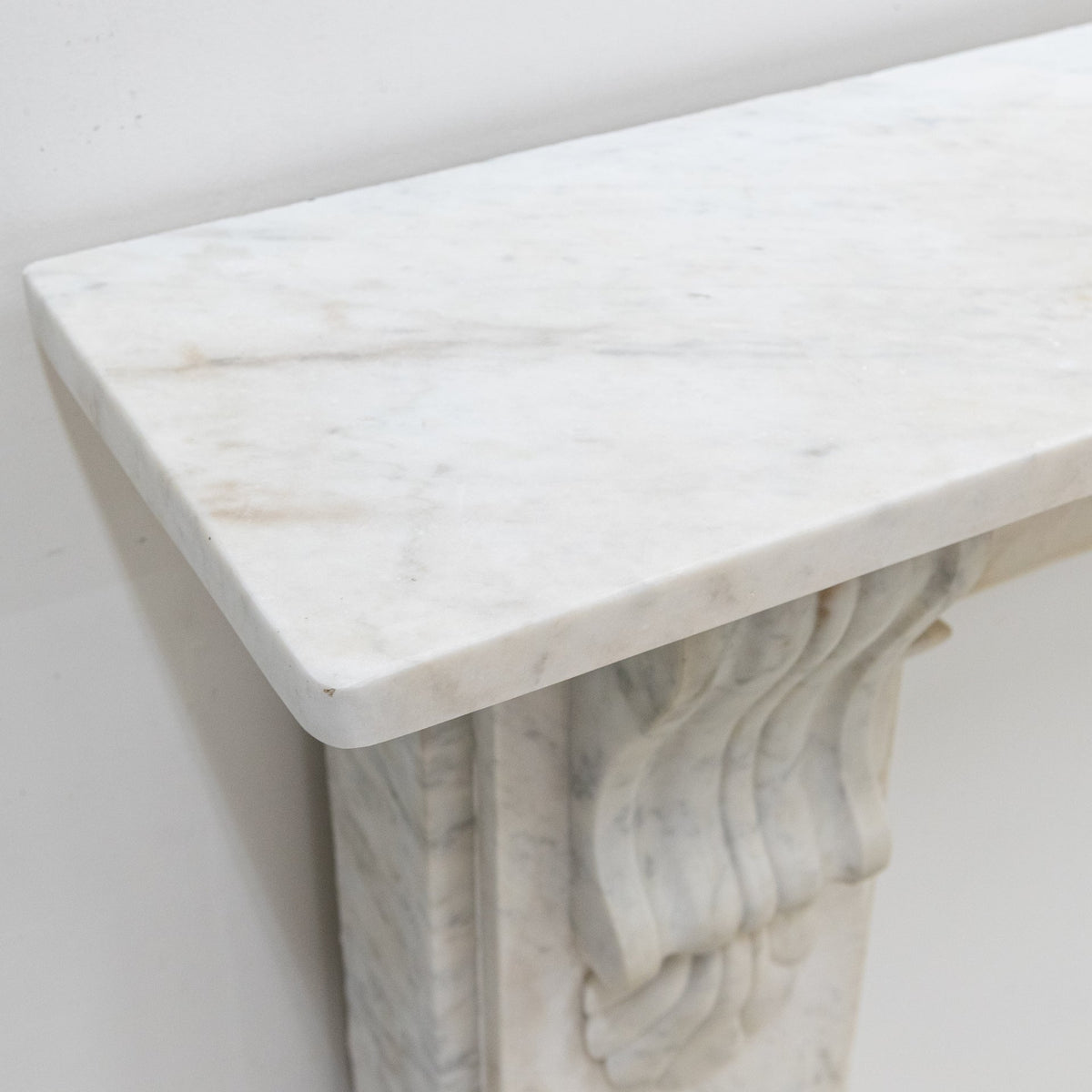 Antique Victorian Carrara Marble Fireplace Surround with Corbels