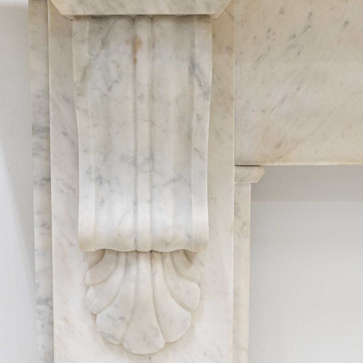 Antique Victorian Carrara Marble Fireplace Surround with Corbels