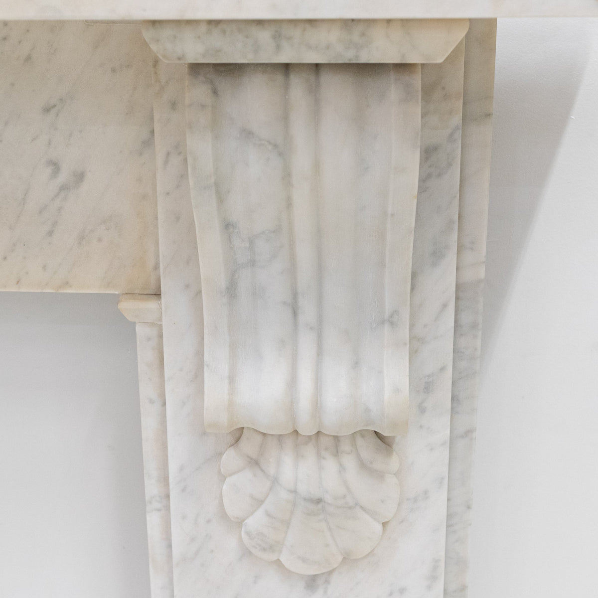 Antique Victorian Carrara Marble Fireplace Surround with Corbels