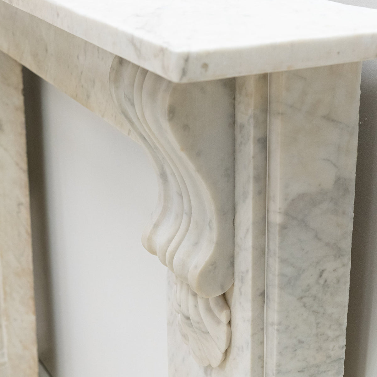 Antique Victorian Carrara Marble Fireplace Surround with Corbels