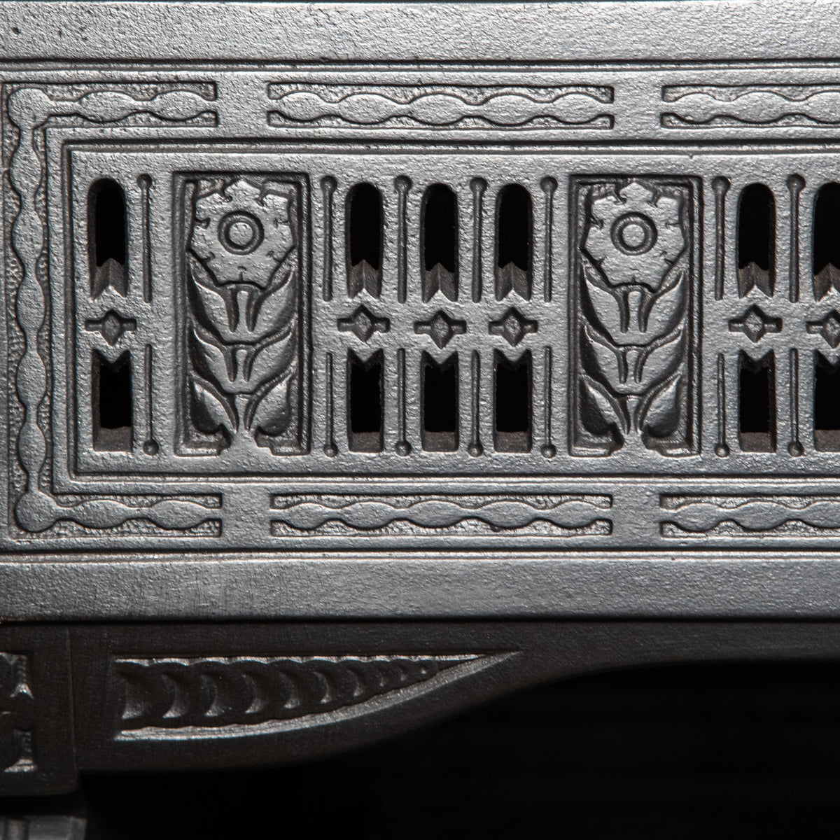 Antique Cast Iron Register Grate with Brass Finials | The Architectural Forum