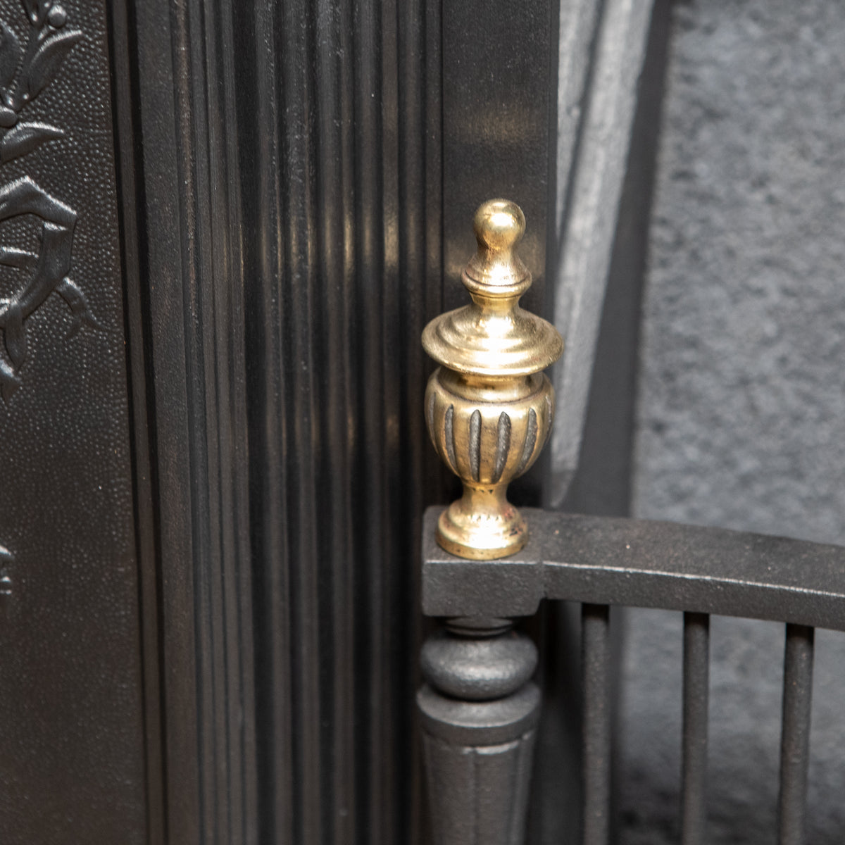 Antique Cast Iron Register Grate with Brass Finials | The Architectural Forum