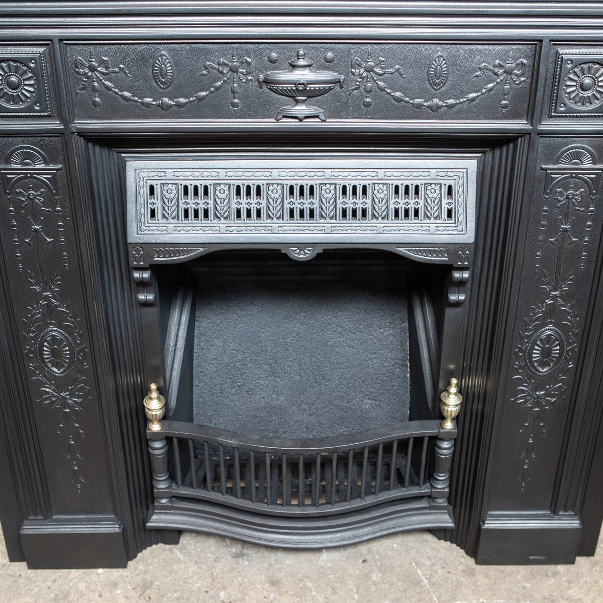 Antique Cast Iron Register Grate with Brass Finials | The Architectural Forum