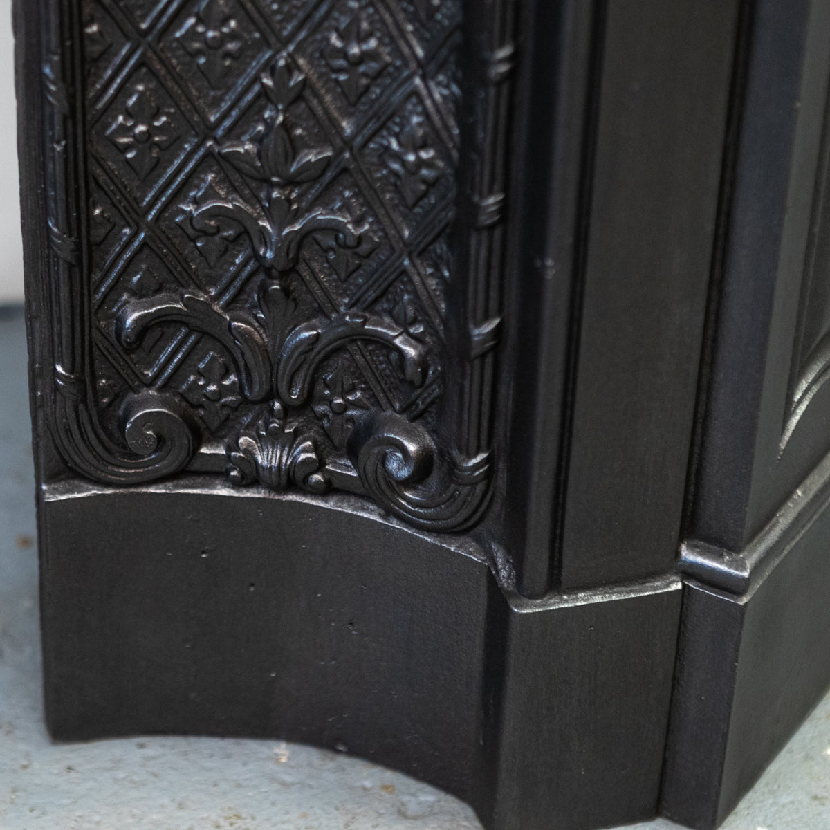 Rare Highly Ornate Antique Cast Iron Fireplace Surround | Pair Available | The Architectural Forum