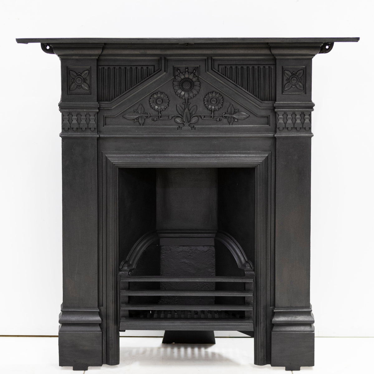 Antique Cast Iron "The Daisy" Combination Fireplace